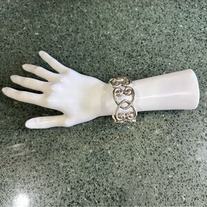 Brighton Bilbao Heart Large Silver Tone Hinged Magnetic Bangle Bracelet